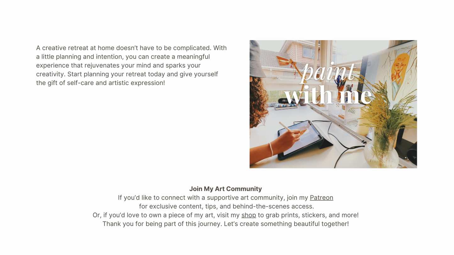 Creative Retreat at Home Free guide